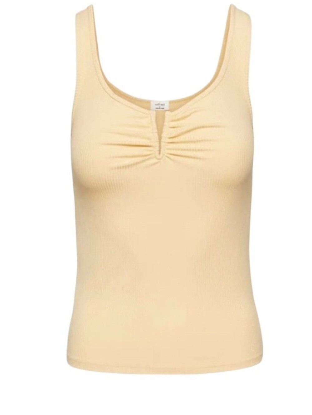 Aritzia Wilfred Opus Notch Cutout Ribbed Tencel Tank Top Wheat XSl